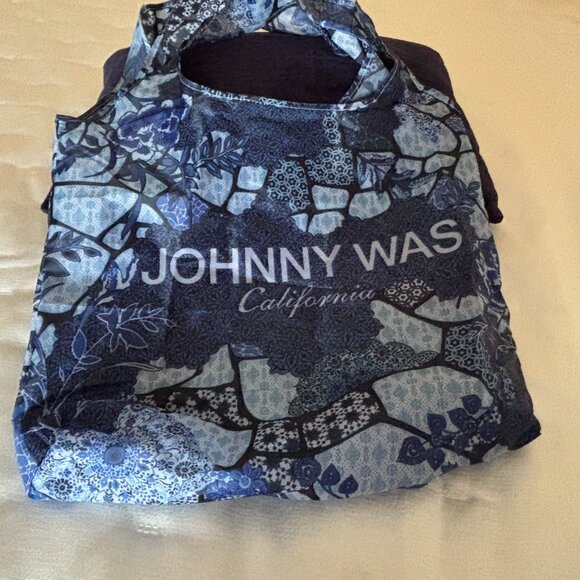 Johnny Was Blue Nylon Silky Tote Bag - Picture 2 of 13